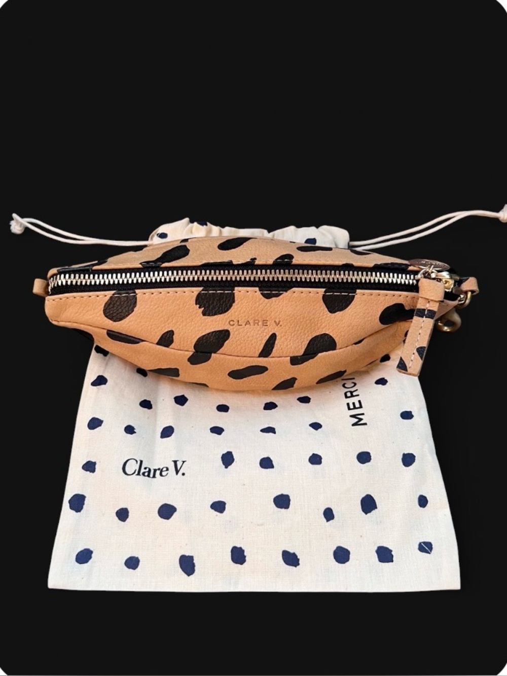 Clare V Tan Leopard Print Leather Mini Belt Bag